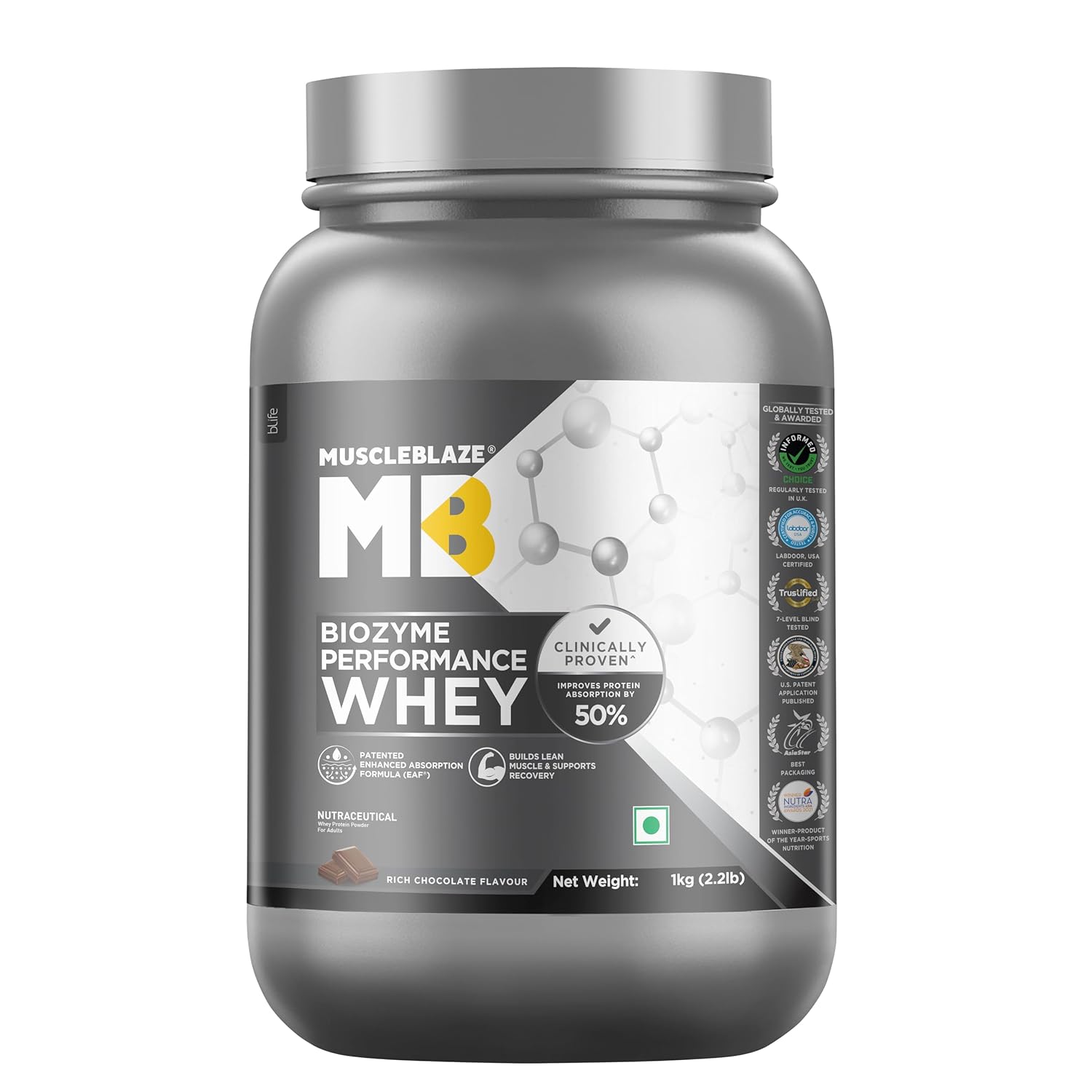 MuscleBlaze Biozyme Performance Whey Protein Powder | Flavour Rich Chocolate