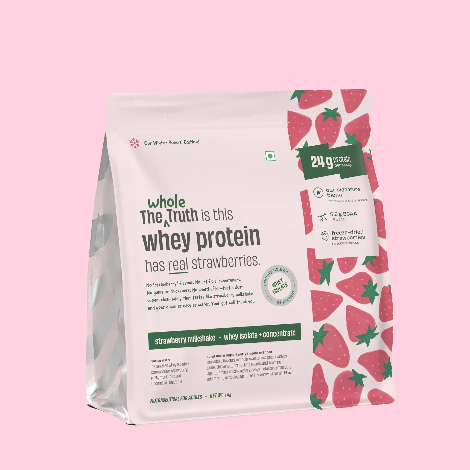 Strawberry Shake 24 g Protein Powder Pack of 1 KG