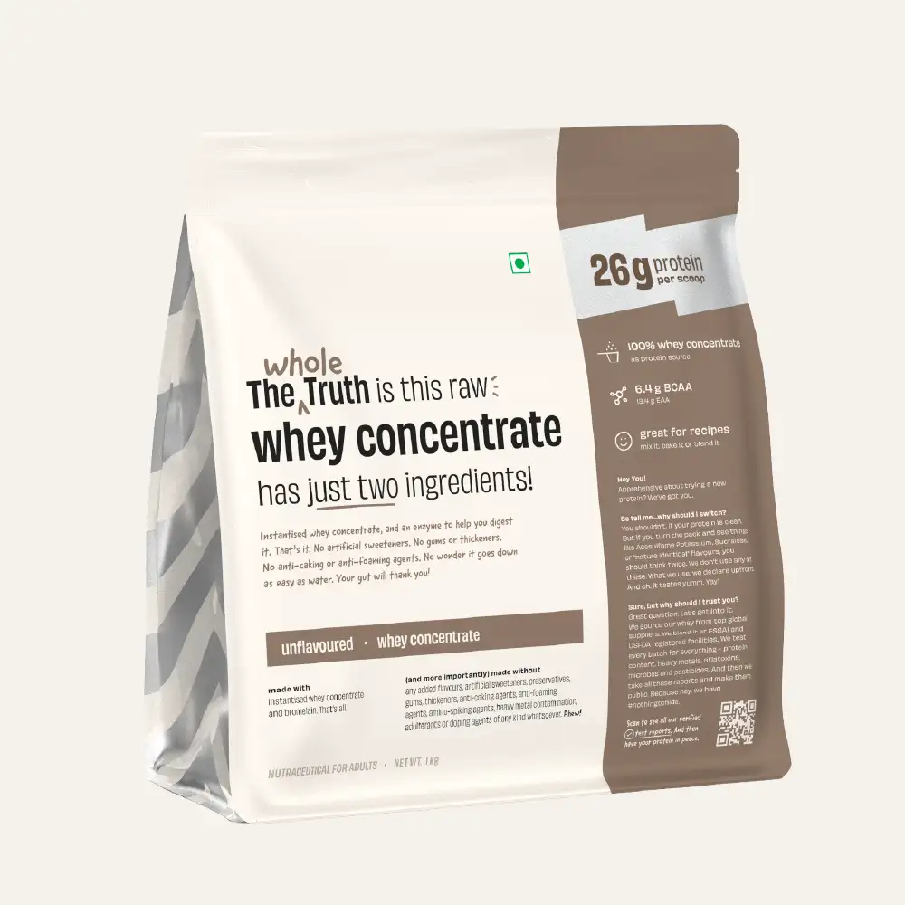 Unflavoured Raw Whey Protein Concentrate 26 g Pack of 1 KG
